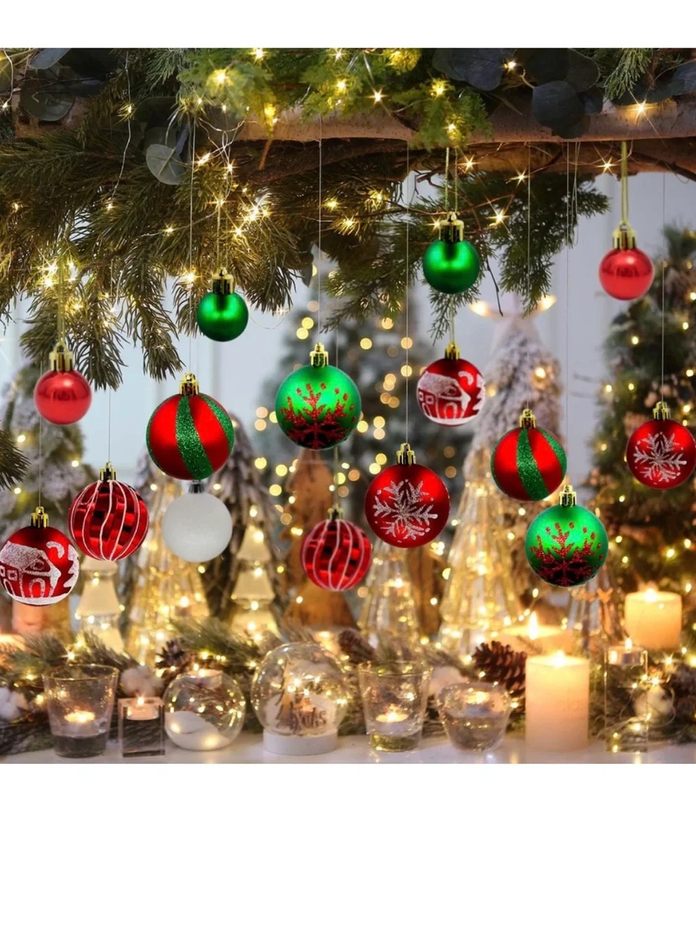 Holiday Ball Ornament Set - Red & Green Decorative Ornaments